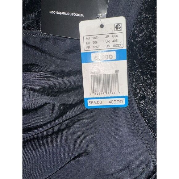 NEW Wacoal 855192 Basic Beauty Unlined Full Figure Black Bra Underwire Sz 40DDD - Picture 3 of 3